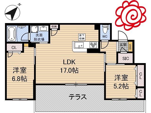 シャーメゾンエクロール(2LDK/1階)の間取り写真