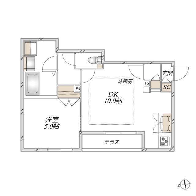 VILLA DEL SOL VI(1LDK/1階)の間取り写真