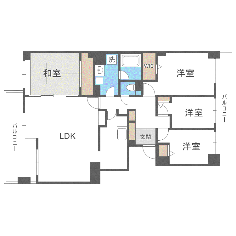 山鼻サンタウン1号館(4LDK/6階)の間取り写真