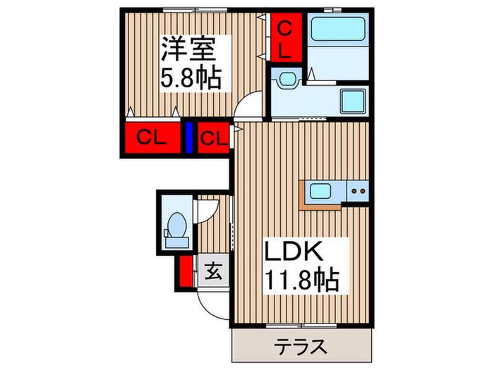 メゾンドールVII(1LDK/1階)の間取り写真