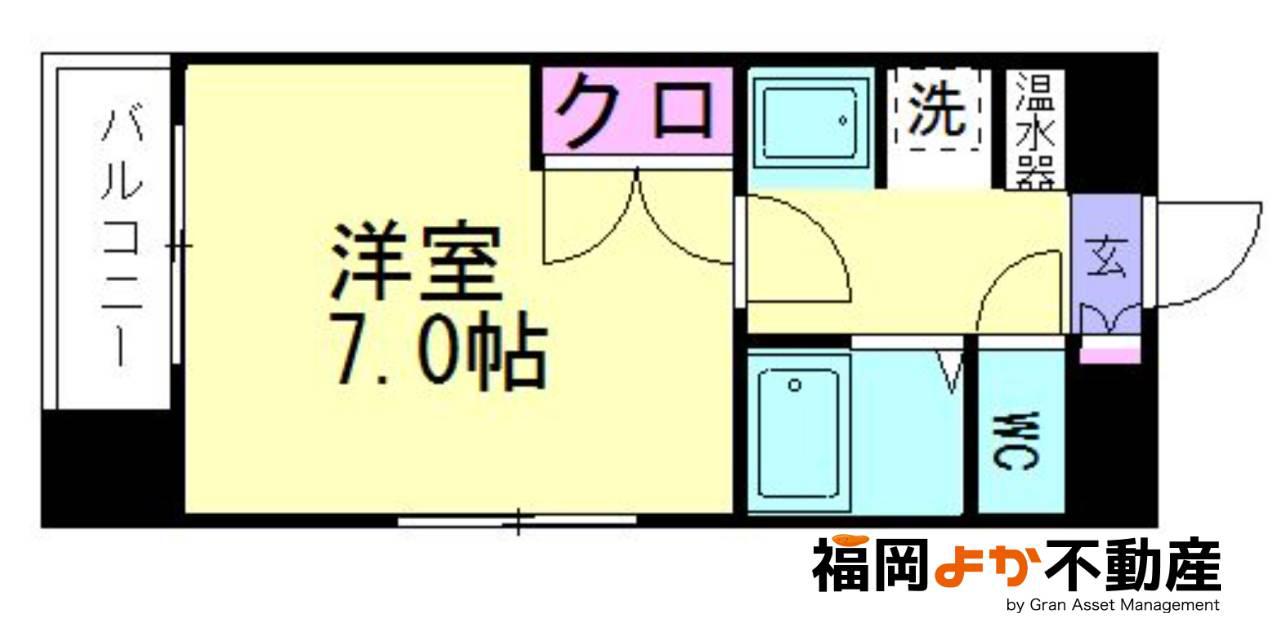 サンコーポ別府(1K/9階)の間取り写真