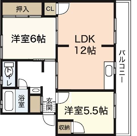 田中第二ビル(2LDK/1階)の間取り写真