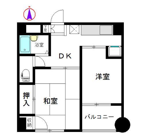 江東区亀戸5丁目マンション(2DK/5階)の間取り写真