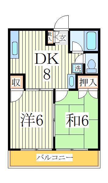 グリーンハイツ(2DK/1階)の間取り写真