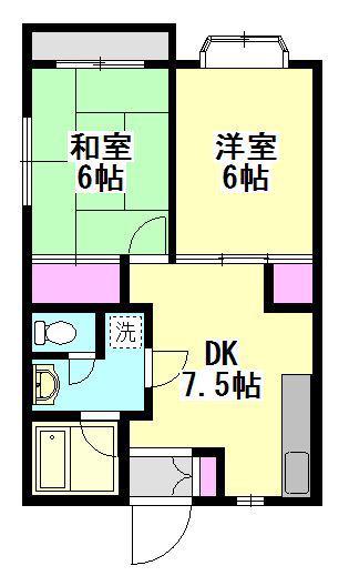 グランデロータス五番館(2DK/2階)の間取り写真