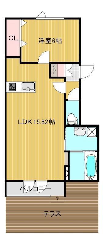 センターフィールドイースト(1LDK/1階)の間取り写真