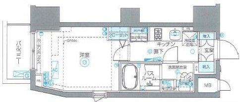 ZOOM恵比寿(1K/4階)の間取り写真