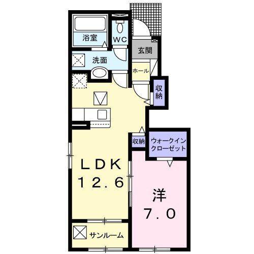 ソーレ 7C(1LDK/1階)の間取り写真