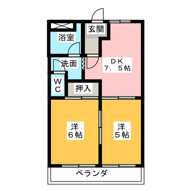 フレグランス(2DK/2階)の間取り写真