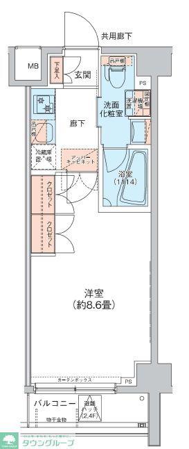 ALTERNA菊川I(1K/2階)の間取り写真