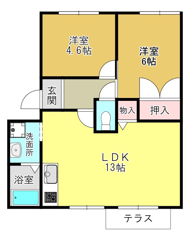 ガーデン千寿(2LDK/1階)の間取り写真