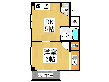 タツミハイツ(1DK/2階)の間取り写真