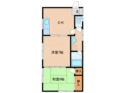 高木コーポ(2DK/2階)の間取り写真