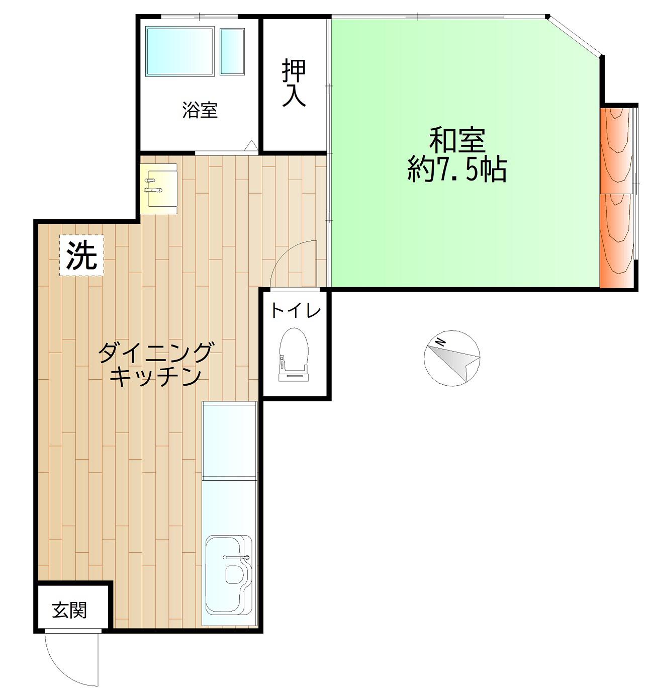 平原ビル(1DK/3階)の間取り写真