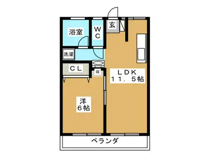高野マンション(1LDK/2階)の間取り写真