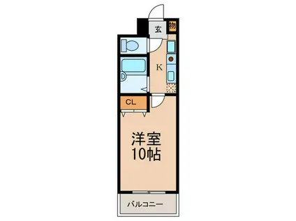 メモアール東比恵(1K/4階)の間取り写真