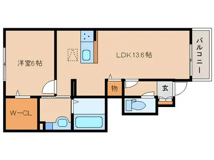 エアフォルク(1LDK/1階)の間取り写真