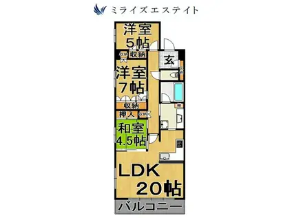 レザンドール東山元町(3LDK/4階)の間取り写真