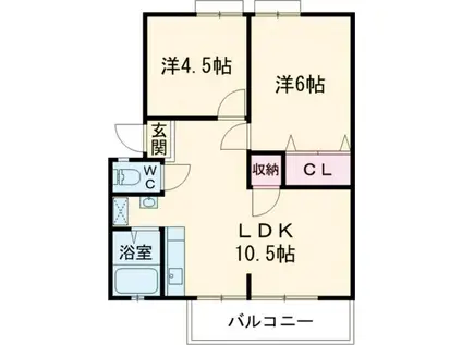 新栄プロパティー島泉II A棟(2LDK/1階)の間取り写真