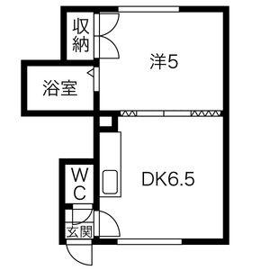 パール東札幌マンション(1DK/2階)の間取り写真