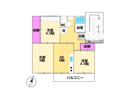 麻生台団地(3DK/5階)の間取り写真