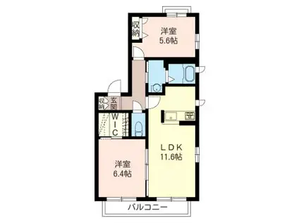 セントラル・ガーデンズII(2LDK/2階)の間取り写真