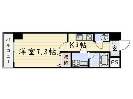 U-BASIC REEF 三萩野(1K/3階)の間取り写真