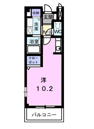エスポワール土居C(ワンルーム/2階)の間取り写真