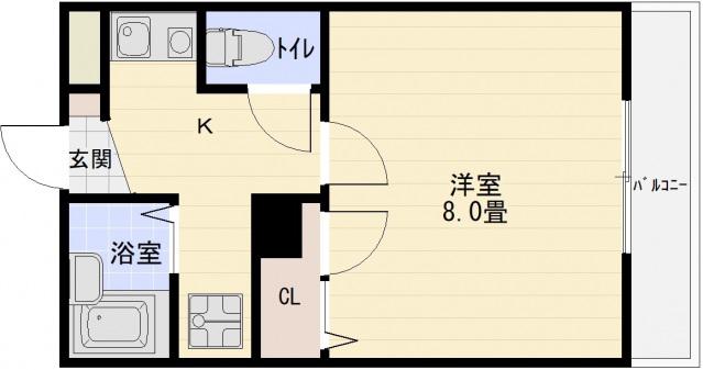 キャッスルエビス(1K/2階)の間取り写真