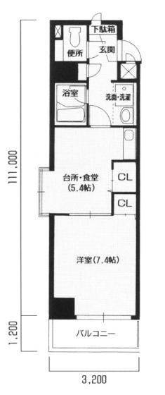 パルロイヤル東古松(1DK/3階)の間取り写真