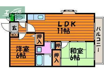 インペリアルパレスC(2LDK/2階)の間取り写真