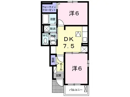 桜ガルデンII(2DK/1階)の間取り写真