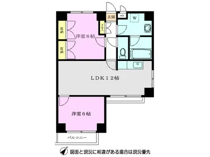 メゾンドゥールポール(2LDK/2階)の間取り写真