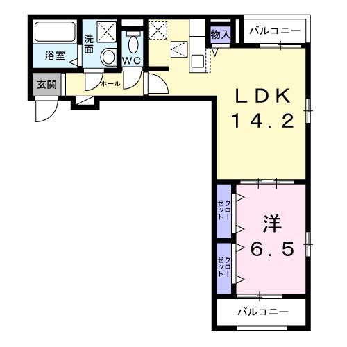 プラージュ(1LDK/1階)の間取り写真