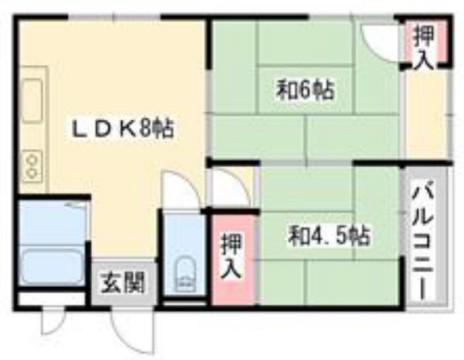 緑町ウエダハイツ(2LDK/3階)の間取り写真