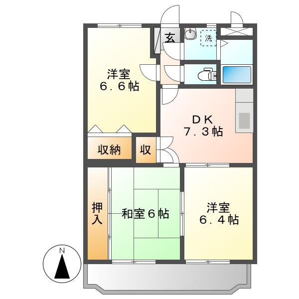 ピュアラ(3DK/3階)の間取り写真