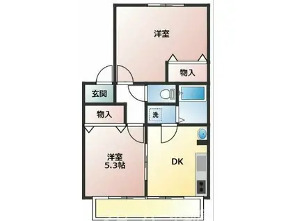 サンカムール(2DK/1階)の間取り写真