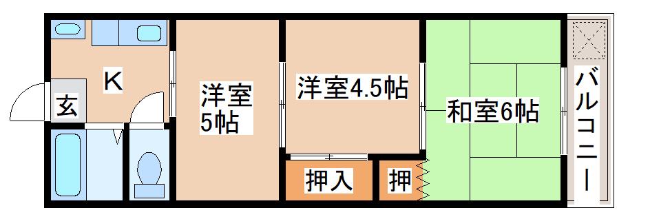 上池田グリーンハイツ(2DK/1階)の間取り写真