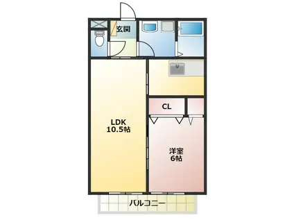 ベルバランセ白井(1LDK/2階)の間取り写真