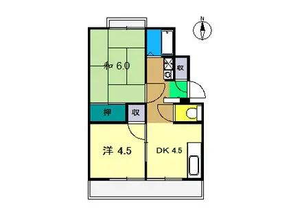 ディア・コートかもべII(2DK/2階)の間取り写真