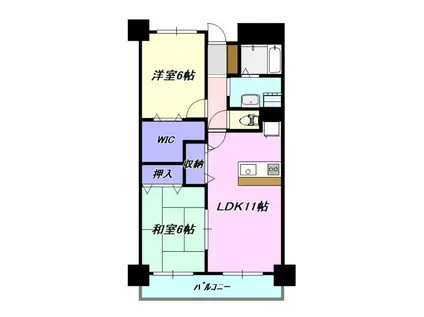 CHARMANT湘南(2LDK/3階)の間取り写真