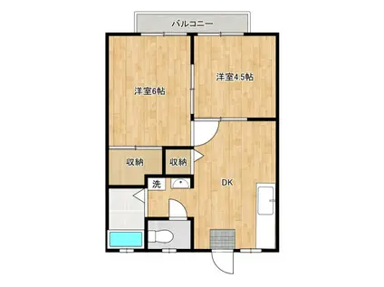 パナハイツ金屋(2DK/2階)の間取り写真