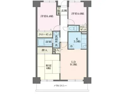 コンフォート津田沼壱番館(3LDK/2階)の間取り写真