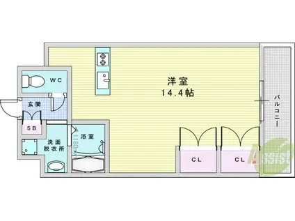 グレース元今里(ワンルーム/8階)の間取り写真