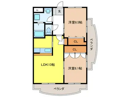 TM CLAY HOUSE(2LDK/4階)の間取り写真