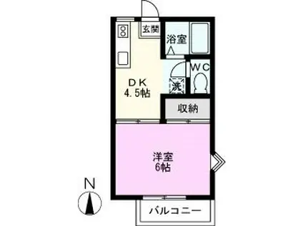 サンクレール(1DK/2階)の間取り写真