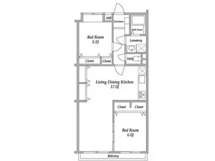 ガーデンハウス千歳船橋(2LDK/1階)の間取り写真