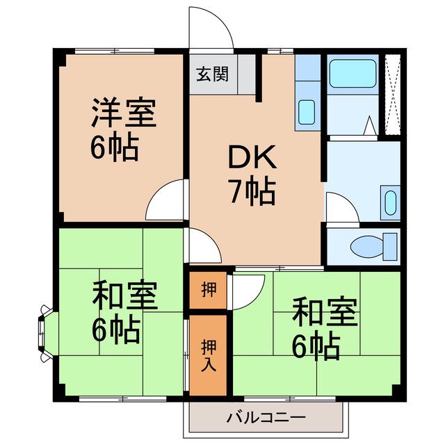 MハイツI(3DK/2階)の間取り写真
