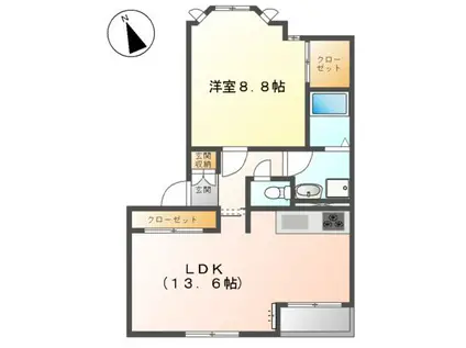 ピュアコートII(1LDK/1階)の間取り写真