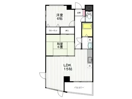コンフォート宮城野(2LDK/2階)の間取り写真